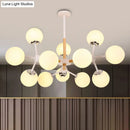 GobekUsa Contemporary Globe Chandelier - White Glass, 9/12/16 Head Dining Room Hanging Light Kit