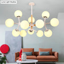GobekUsa Contemporary Globe Chandelier - White Glass, 9/12/16 Head Dining Room Hanging Light Kit