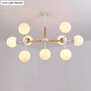 GobekUsa Contemporary Globe Chandelier - White Glass, 9/12/16 Head Dining Room Hanging Light Kit