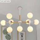 GobekUsa Contemporary Globe Chandelier - White Glass, 9/12/16 Head Dining Room Hanging Light Kit