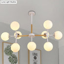 GobekUsa Contemporary Globe Chandelier - White Glass, 9/12/16 Head Dining Room Hanging Light Kit