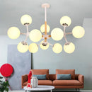 GobekUsa Contemporary Globe Chandelier - White Glass, 9/12/16 Head Dining Room Hanging Light Kit