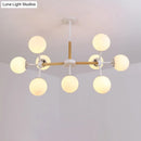 GobekUsa Contemporary Globe Chandelier - White Glass, 9/12/16 Head Dining Room Hanging Light Kit