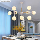 GobekUsa Contemporary Globe Chandelier - White Glass, 9/12/16 Head Dining Room Hanging Light Kit