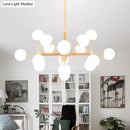 GobekUsa Contemporary Globe Chandelier - White Glass, 9/12/16 Head Dining Room Hanging Light Kit
