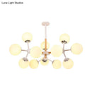GobekUsa Contemporary Globe Chandelier - White Glass, 9/12/16 Head Dining Room Hanging Light Kit