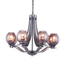 GobekUsa Contemporary Globe Gray Glass Chandelier with 5/8 Lights - Black Suspension Pendant