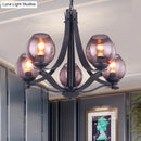 GobekUsa Contemporary Globe Gray Glass Chandelier with 5/8 Lights - Black Suspension Pendant