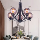 GobekUsa Contemporary Globe Gray Glass Chandelier with 5/8 Lights - Black Suspension Pendant