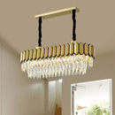 GobekUsa Contemporary Gold Finish Oval Island Light with Clear Crystal Shuttles and LED Bulbs