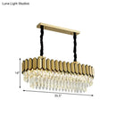 GobekUsa Contemporary Gold Finish Oval Island Light with Clear Crystal Shuttles and LED Bulbs