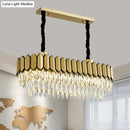 GobekUsa Contemporary Gold Finish Oval Island Light with Clear Crystal Shuttles and LED Bulbs