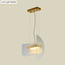 GobekUsa Contemporary Gold Geometric Chandelier: Clear Glass LED Hanging Light Fixture for Dining Room