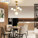 GobekUsa Contemporary Gold Glass Spherical Ceiling Chandelier with 5/7 Bulbs