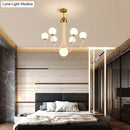 GobekUsa Contemporary Gold Glass Spherical Ceiling Chandelier with 5/7 Bulbs