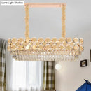 GobekUsa Contemporary Gold Oval Crystal Island Pendant with 12 Bulbs – Elegant Dining Hall Lighting