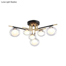 GobekUsa Contemporary Gold Oval Shade Ceiling Fixture - Dining Room Glass & Metal Semi Flush Mount Light