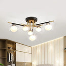 GobekUsa Contemporary Gold Oval Shade Ceiling Fixture - Dining Room Glass & Metal Semi Flush Mount Light