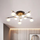 GobekUsa Contemporary Gold Oval Shade Ceiling Fixture - Dining Room Glass & Metal Semi Flush Mount Light