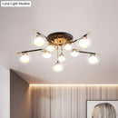 GobekUsa Contemporary Gold Oval Shade Ceiling Fixture - Dining Room Glass & Metal Semi Flush Mount Light
