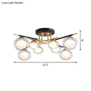 GobekUsa Contemporary Gold Oval Shade Ceiling Fixture - Dining Room Glass & Metal Semi Flush Mount Light