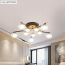 GobekUsa Contemporary Gold Oval Shade Ceiling Fixture - Dining Room Glass & Metal Semi Flush Mount Light