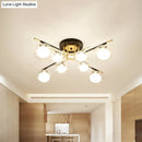 GobekUsa Contemporary Gold Oval Shade Ceiling Fixture - Dining Room Glass & Metal Semi Flush Mount Light