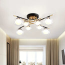 GobekUsa Contemporary Gold Oval Shade Ceiling Fixture - Dining Room Glass & Metal Semi Flush Mount Light