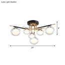 GobekUsa Contemporary Gold Oval Shade Ceiling Fixture - Dining Room Glass & Metal Semi Flush Mount Light