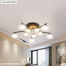 GobekUsa Contemporary Gold Oval Shade Ceiling Fixture - Dining Room Glass & Metal Semi Flush Mount Light