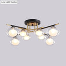 GobekUsa Contemporary Gold Oval Shade Ceiling Fixture - Dining Room Glass & Metal Semi Flush Mount Light