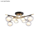 GobekUsa Contemporary Gold Oval Shade Ceiling Fixture - Dining Room Glass & Metal Semi Flush Mount Light