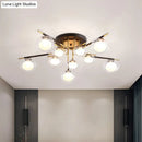 GobekUsa Contemporary Gold Oval Shade Ceiling Fixture - Dining Room Glass & Metal Semi Flush Mount Light
