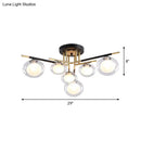 GobekUsa Contemporary Gold Oval Shade Ceiling Fixture - Dining Room Glass & Metal Semi Flush Mount Light