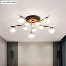 GobekUsa Contemporary Gold Oval Shade Ceiling Fixture - Dining Room Glass & Metal Semi Flush Mount Light