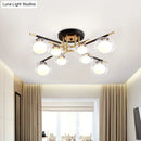 GobekUsa Contemporary Gold Oval Shade Ceiling Fixture - Dining Room Glass & Metal Semi Flush Mount Light