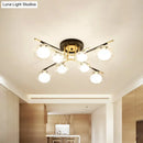 GobekUsa Contemporary Gold Oval Shade Ceiling Fixture - Dining Room Glass & Metal Semi Flush Mount Light