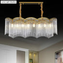 GobekUsa Contemporary Gold Pendant Light with 8 Wavy Frame Clear Crystal Tubes