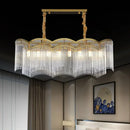 GobekUsa Contemporary Gold Pendant Light with 8 Wavy Frame Clear Crystal Tubes