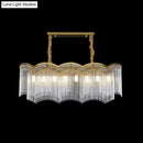 GobekUsa Contemporary Gold Pendant Light with 8 Wavy Frame Clear Crystal Tubes