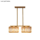 GobekUsa Contemporary Gold Pendant Lighting for Dining Room - Metal Linear Island Lamp with Clear Cuboid Crystal Shade