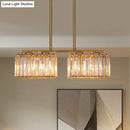 GobekUsa Contemporary Gold Pendant Lighting for Dining Room - Metal Linear Island Lamp with Clear Cuboid Crystal Shade