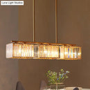 GobekUsa Contemporary Gold Pendant Lighting for Dining Room - Metal Linear Island Lamp with Clear Cuboid Crystal Shade