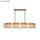 GobekUsa Contemporary Gold Pendant Lighting for Dining Room - Metal Linear Island Lamp with Clear Cuboid Crystal Shade