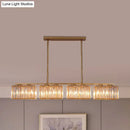 GobekUsa Contemporary Gold Pendant Lighting for Dining Room - Metal Linear Island Lamp with Clear Cuboid Crystal Shade