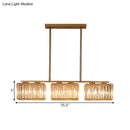 GobekUsa Contemporary Gold Pendant Lighting for Dining Room - Metal Linear Island Lamp with Clear Cuboid Crystal Shade
