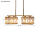 GobekUsa Contemporary Gold Pendant Lighting for Dining Room - Metal Linear Island Lamp with Clear Cuboid Crystal Shade