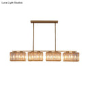 GobekUsa Contemporary Gold Pendant Lighting for Dining Room - Metal Linear Island Lamp with Clear Cuboid Crystal Shade