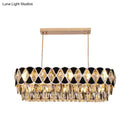 GobekUsa Contemporary Island Ceiling Lamp with Clear Crystal Prisms and Black Triangle Ornament