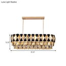 GobekUsa Contemporary Island Ceiling Lamp with Clear Crystal Prisms and Black Triangle Ornament